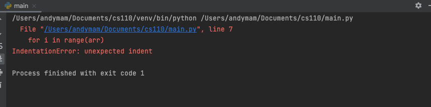 IndentationError